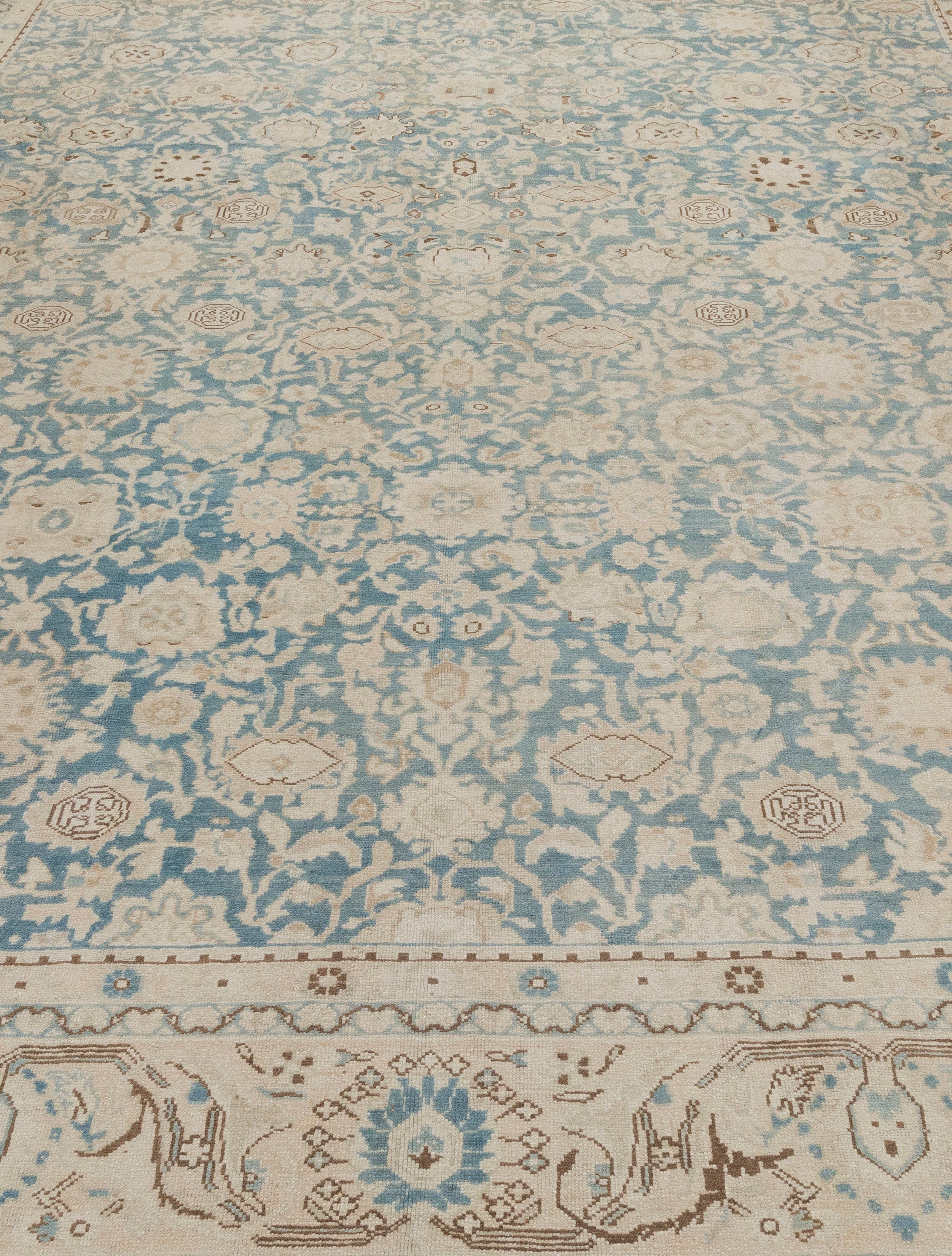 Pale Blue and Ivory Persian Rug with Classic Floral Medallion Design