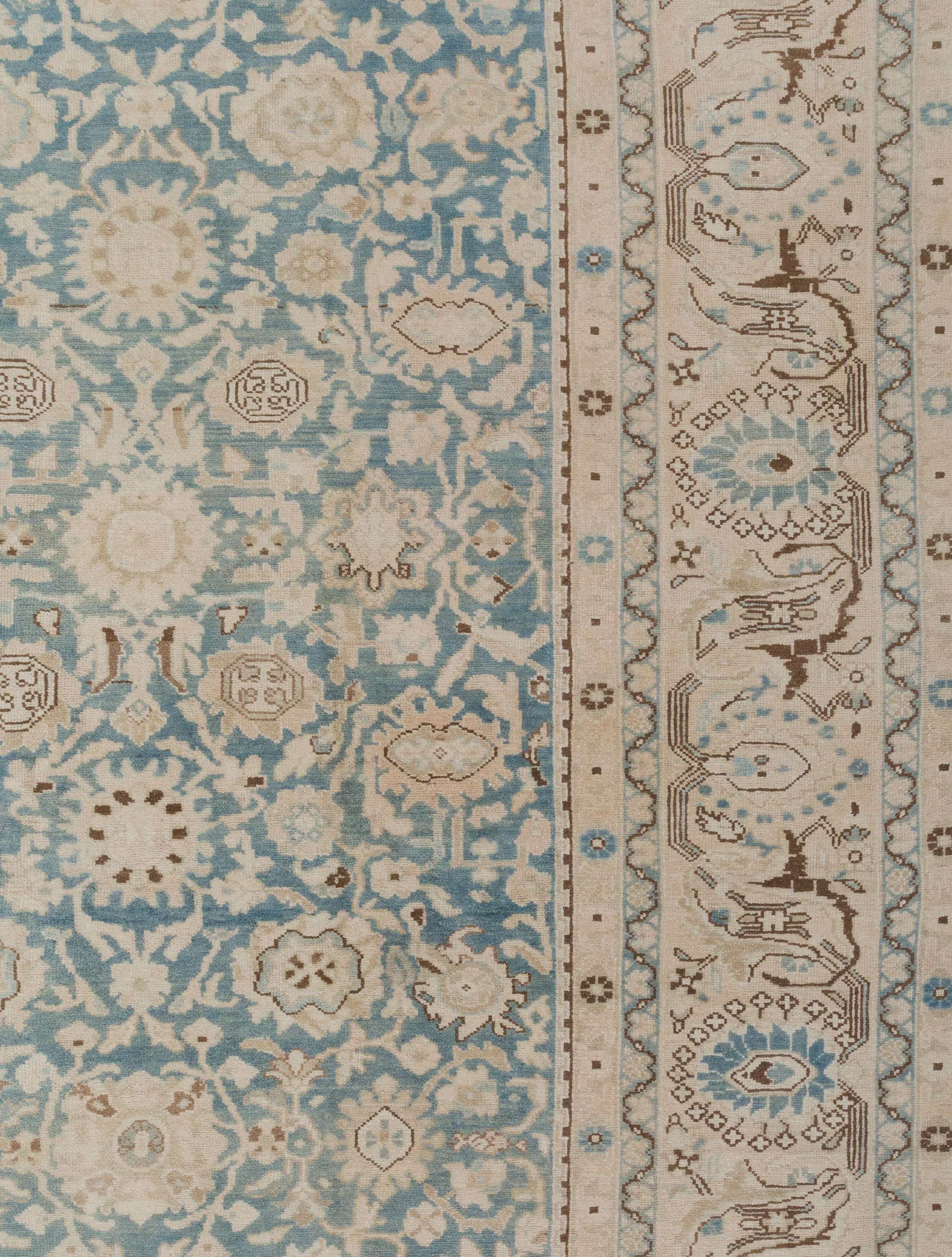 Pale Blue and Ivory Persian Rug with Classic Floral Medallion Design