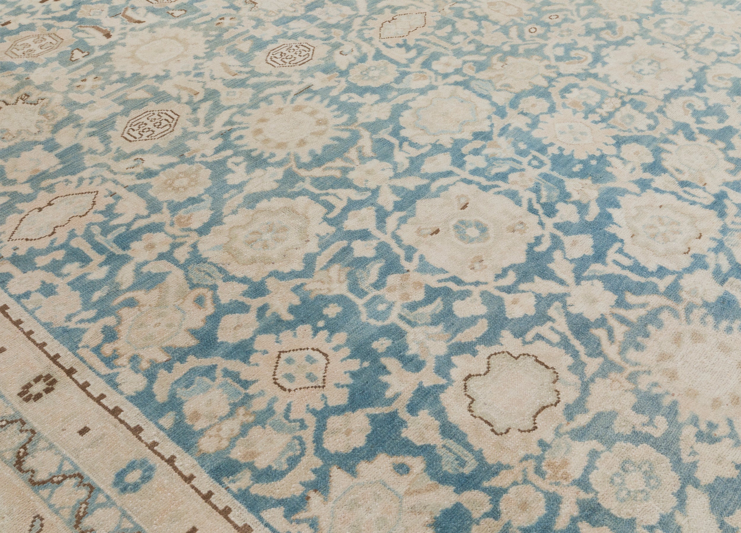 Pale Blue and Ivory Persian Rug with Classic Floral Medallion Design