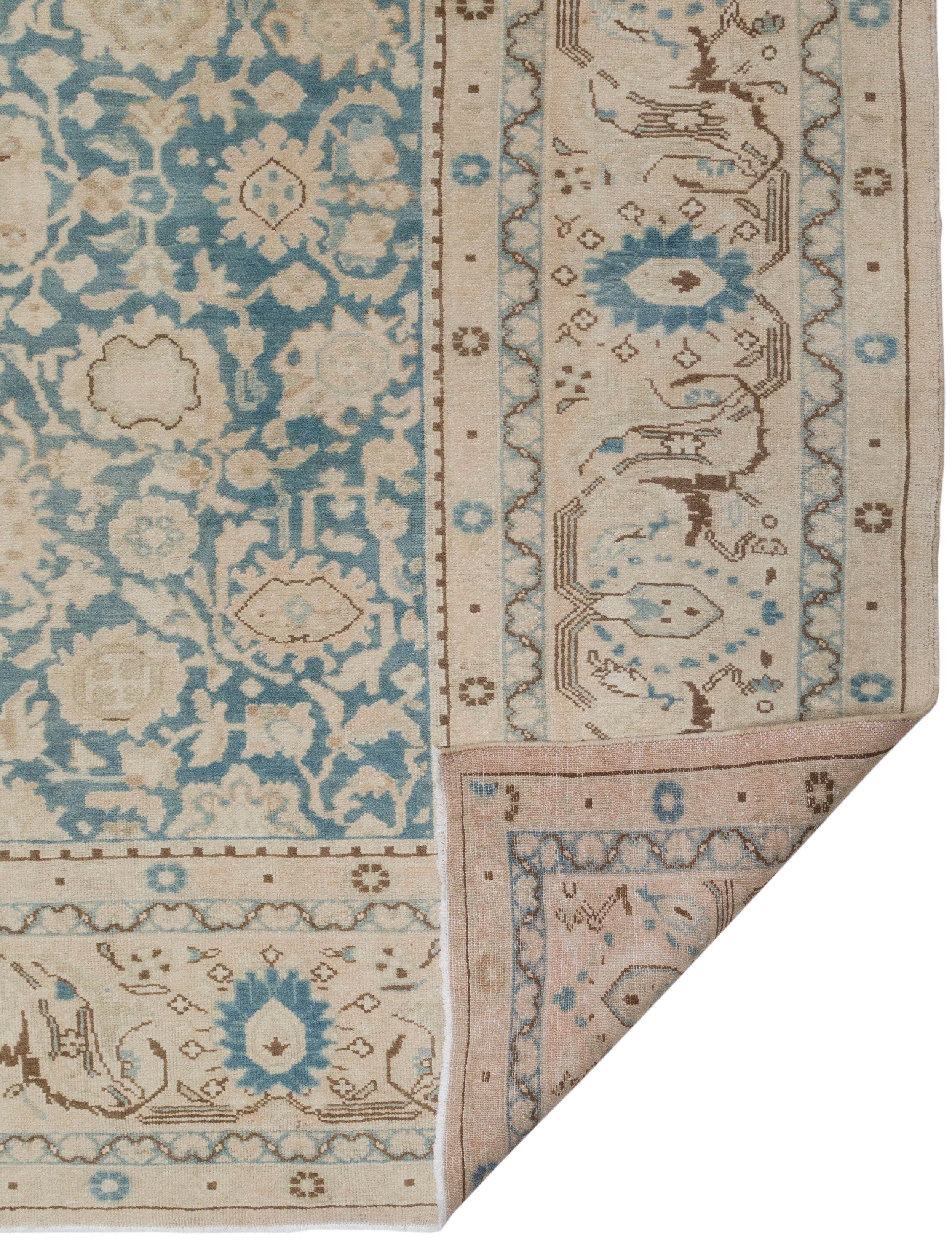 Pale Blue and Ivory Persian Rug with Classic Floral Medallion Design
