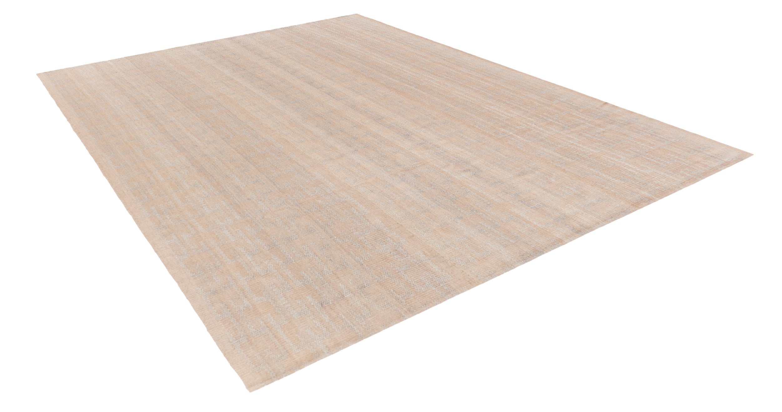 Handwoven Wool Rug in Blush Beige with Subtle Textural Weave
