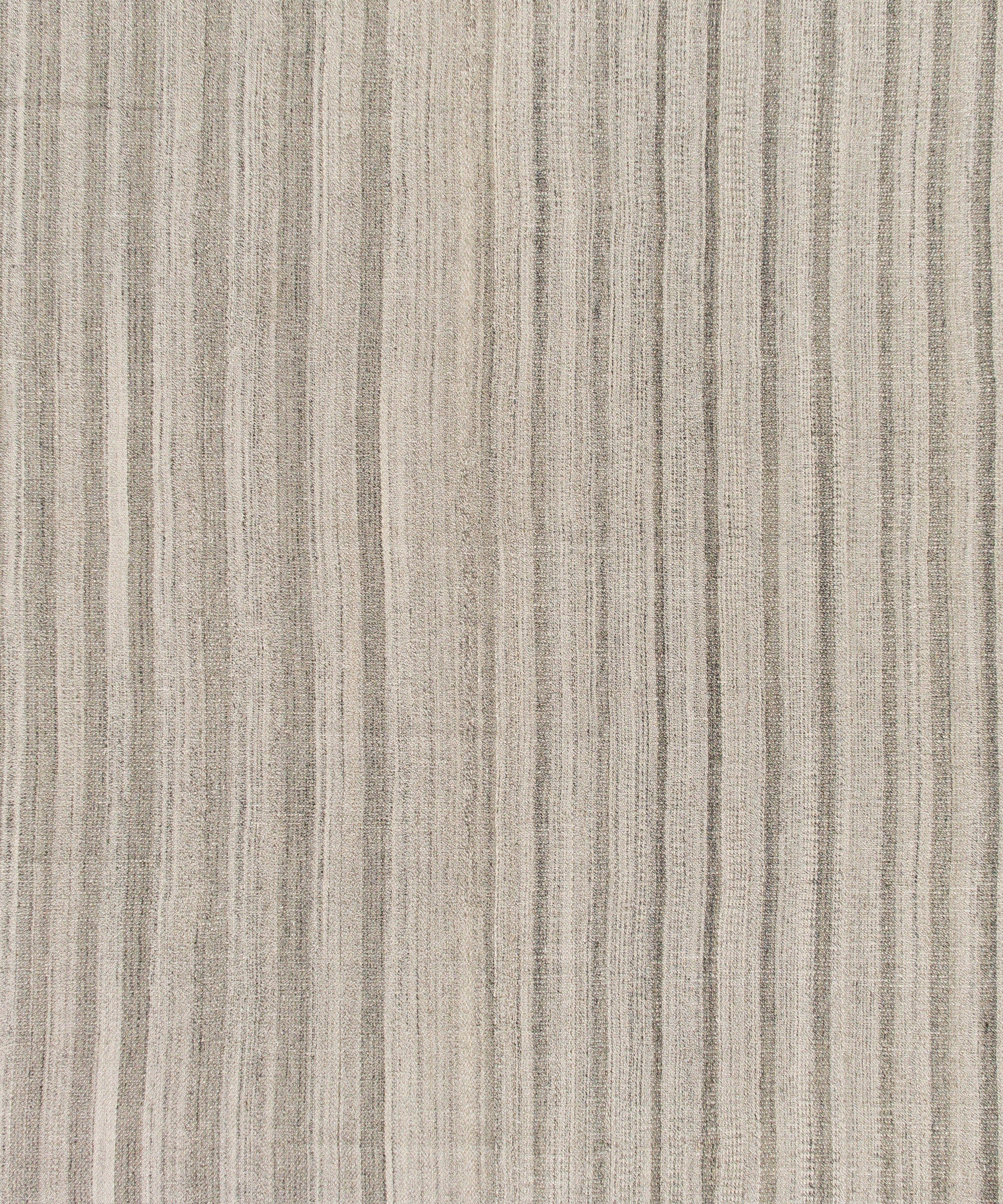 Handwoven Wool Rug in Taupe with Vertical Pinstripe Texture