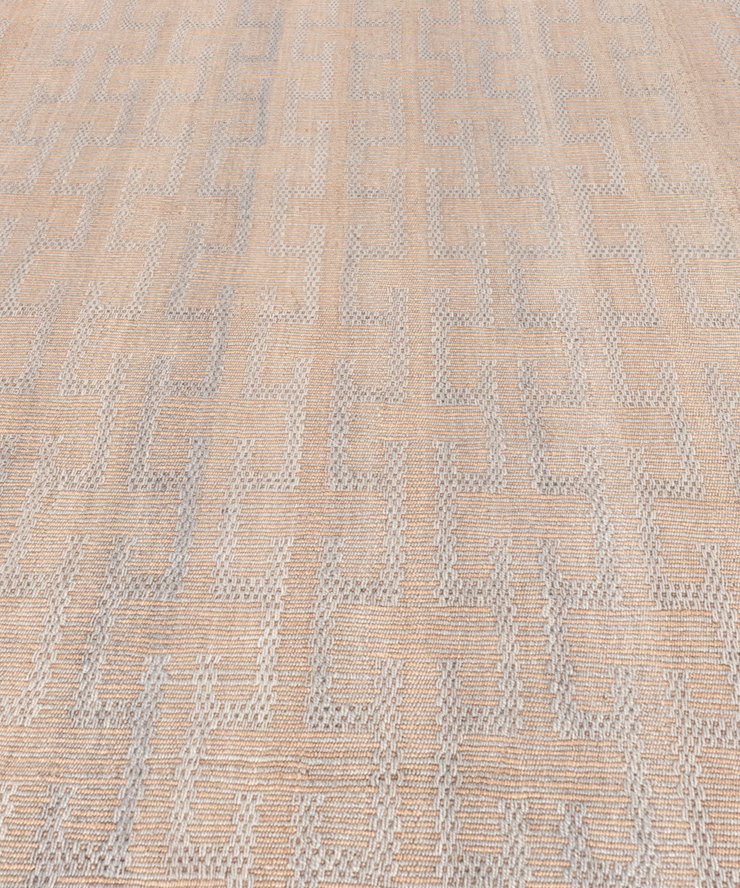 Handwoven Wool Rug in Blush Beige with Subtle Textural Weave