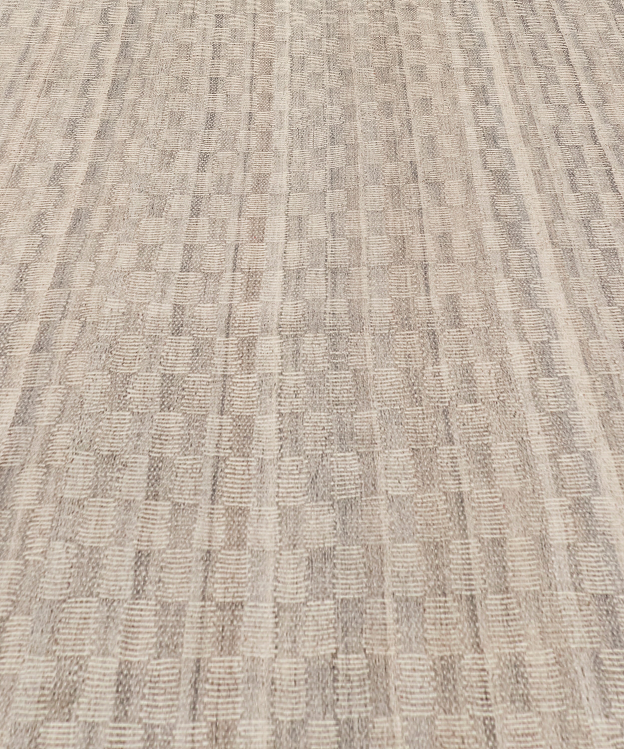 Handwoven Wool Rug in Warm Ivory with Subtle Woven Stripe Texture