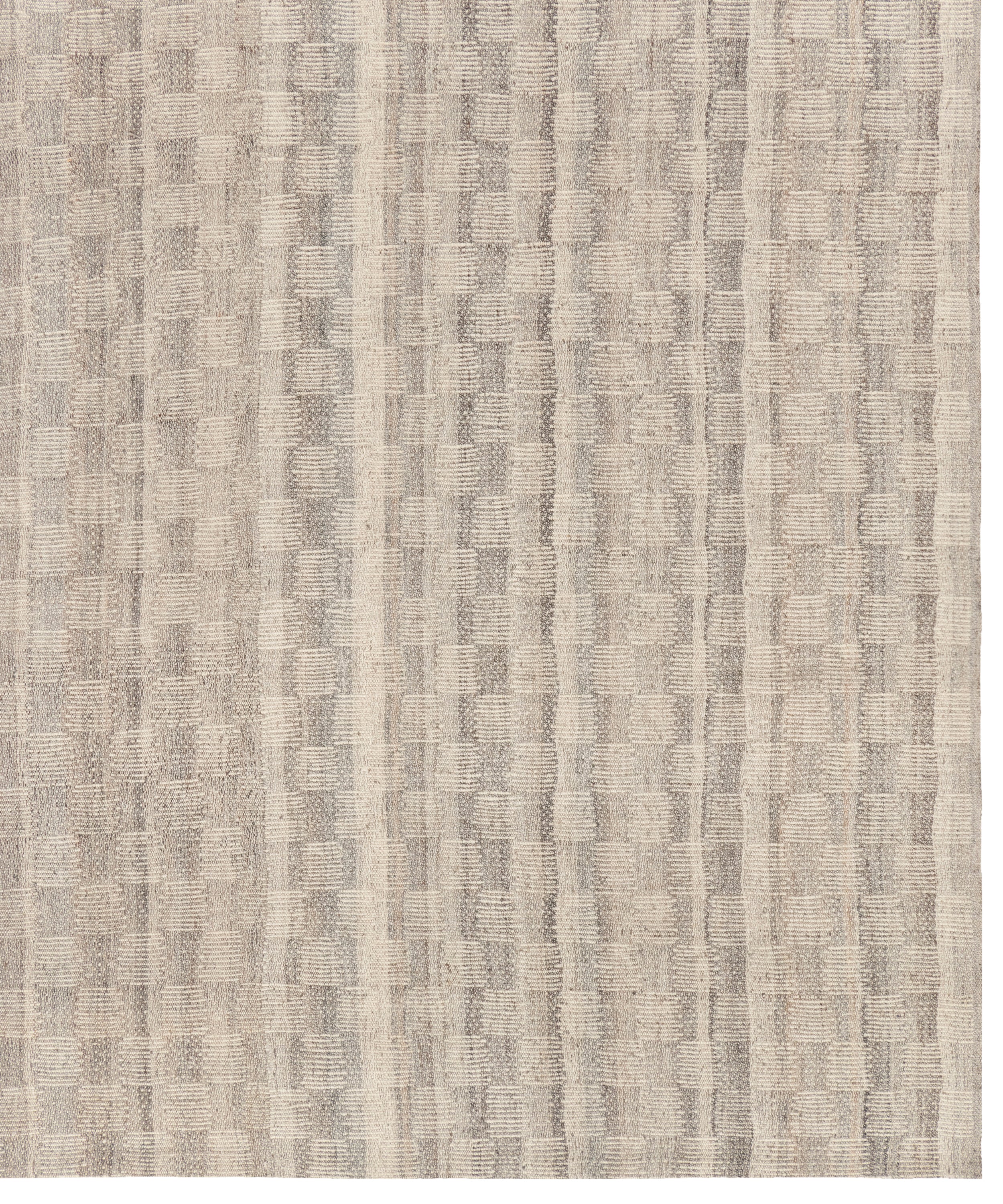 Handwoven Wool Rug in Warm Ivory with Subtle Woven Stripe Texture