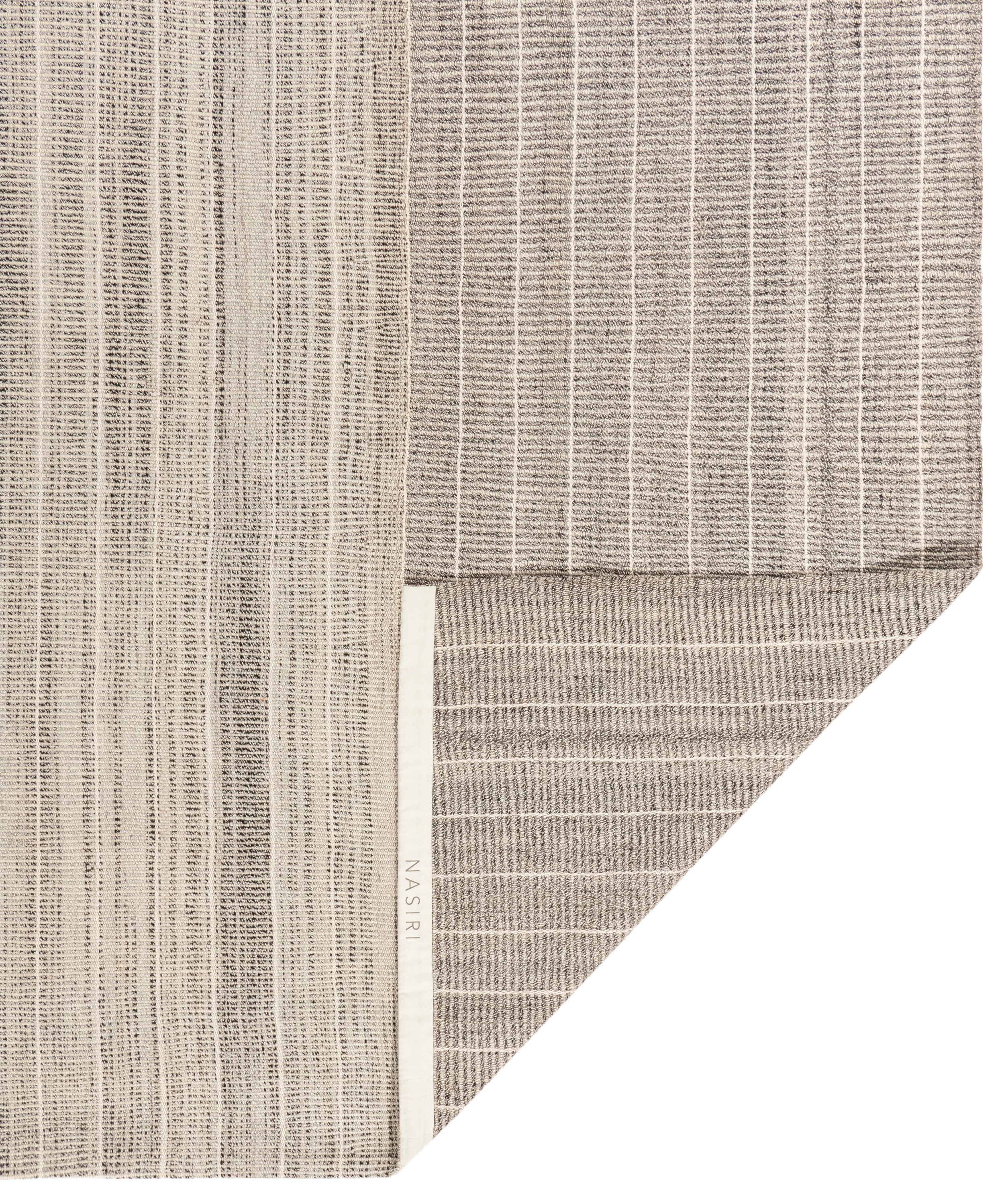 Ivory Wool Rug with Bold Charcoal and Rust Stripe Accent – Handwoven Texture