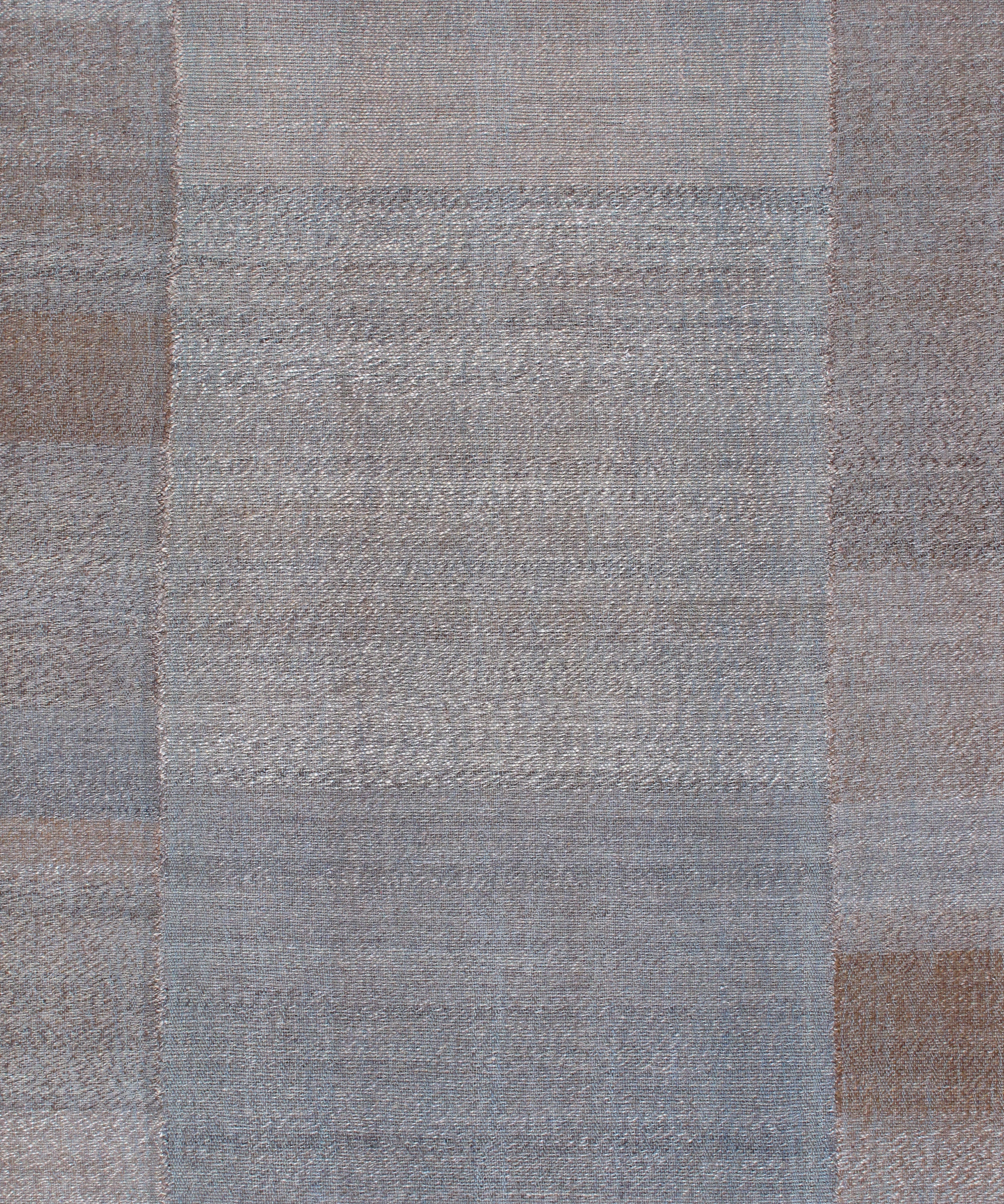 Handwoven Wool Rug in Slate, Mocha, and Ash with Tonal Block Pattern