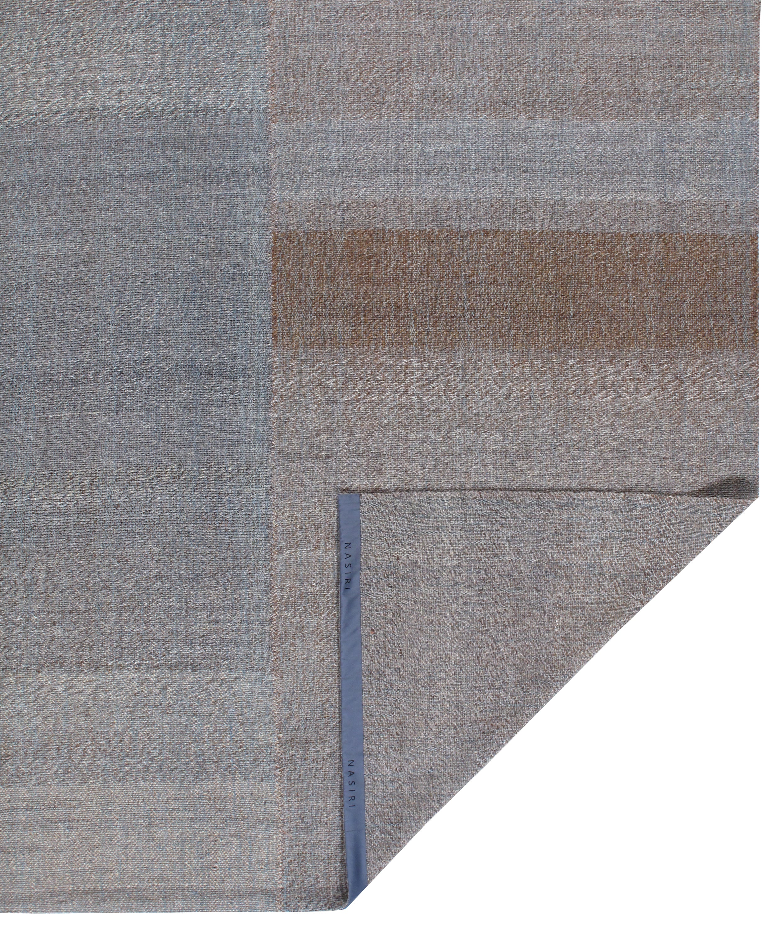 Handwoven Wool Rug in Slate, Mocha, and Ash with Tonal Block Pattern